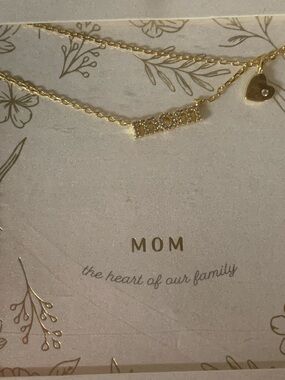 Gold-Tone 'Mom' Layered Necklace Set with Heart Charm